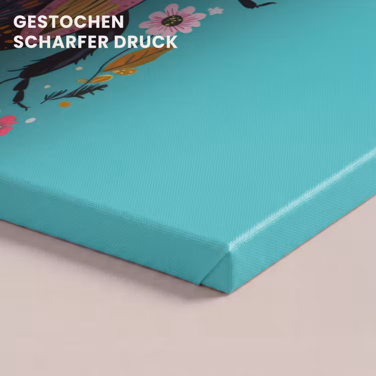 Kever - Bloemmotieven - Turquoise - Bladeren canvas 2cm klein -uniquesellingpoint_afwerking-onlywow_DE
