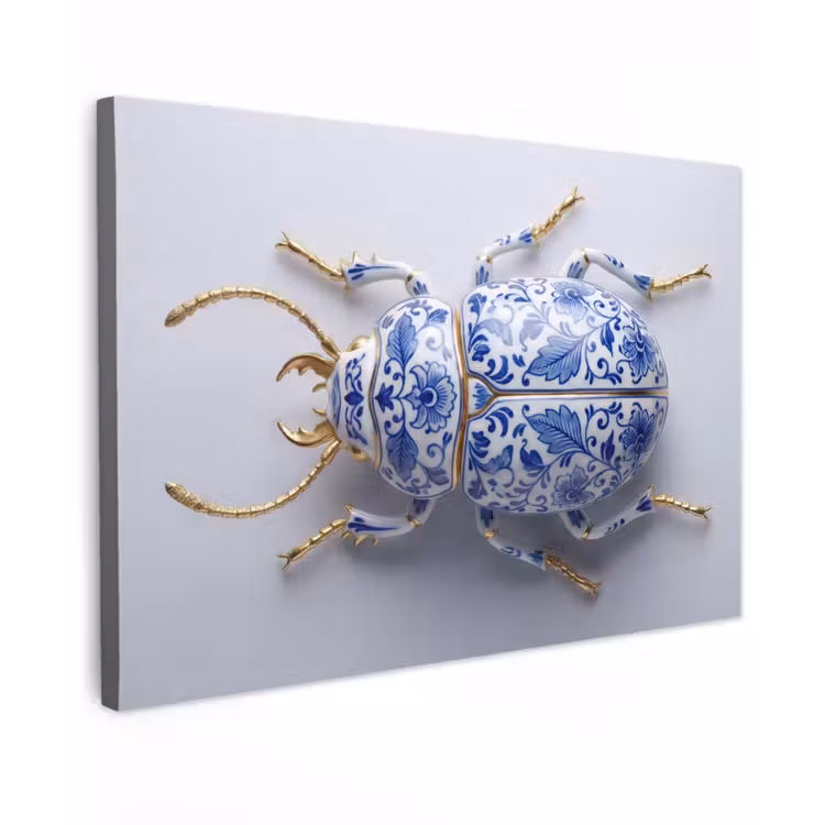 Kever - Delfts - Blauw - Goud canvas 2cm klein -z3d