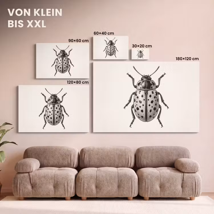 Kever - Insect - Vintage canvas 2cm klein -Xsfeer8_DE