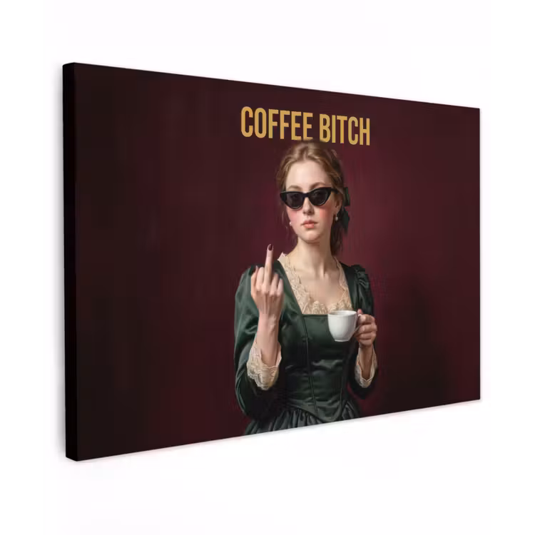 Koffie - Vrouw - Middelvinger canvas 2cm klein -z3d