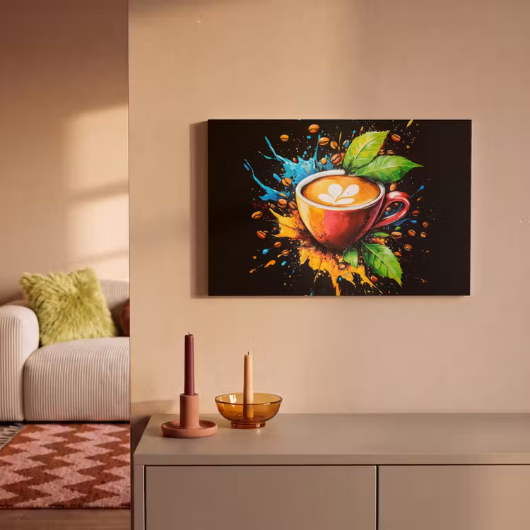 Koffie - Graffiti - Drinken - Abstract canvas 2cm klein -sfeer1