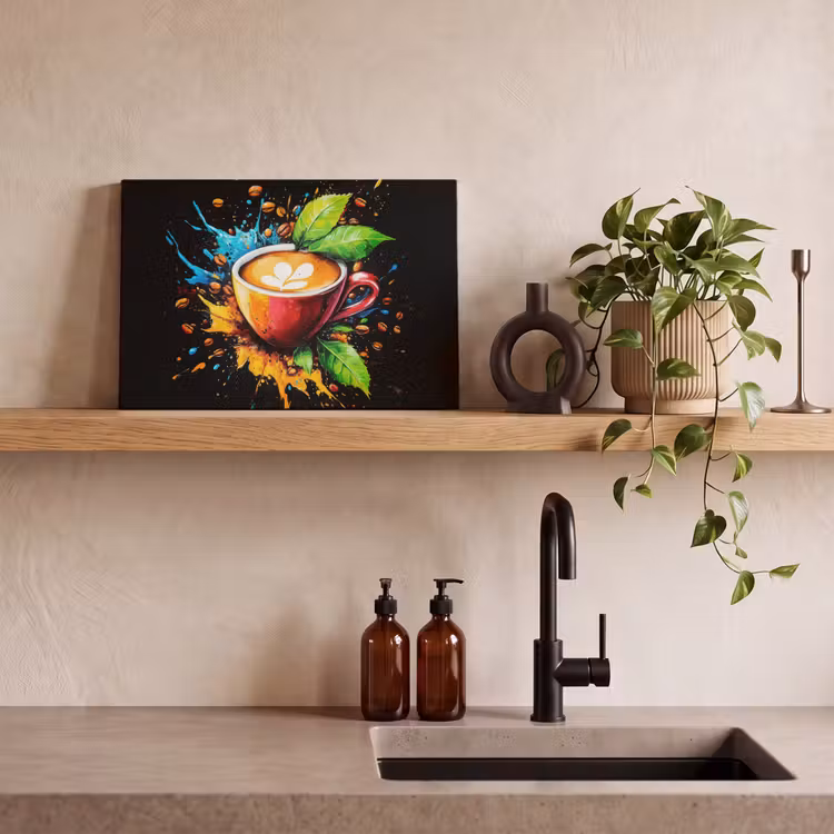 Koffie - Graffiti - Drinken - Abstract canvas 2cm klein -sfeer6
