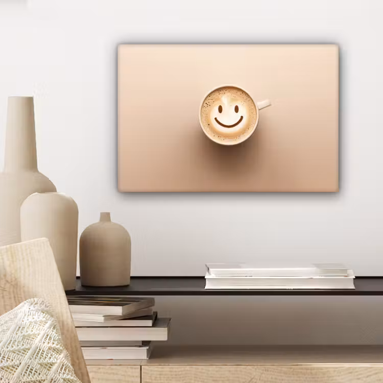 Koffie - Melkschuim - Lach - Beige canvas 2cm klein -closeup_print_DE