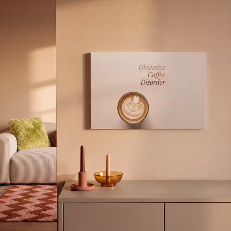 Koffie - Obessive Coffee Disorder - Beige canvas 2cm klein -sfeer1