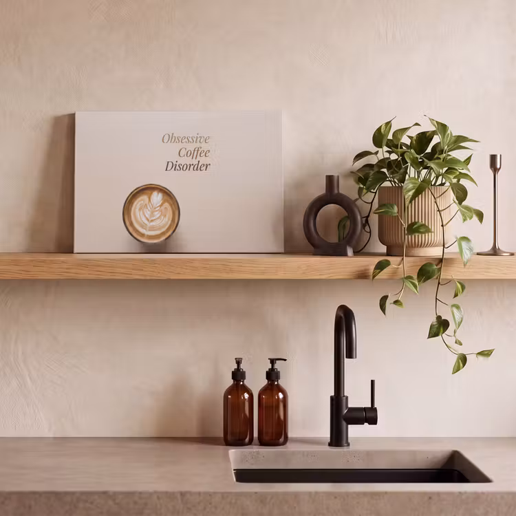 Koffie - Obessive Coffee Disorder - Beige canvas 2cm klein -sfeer6