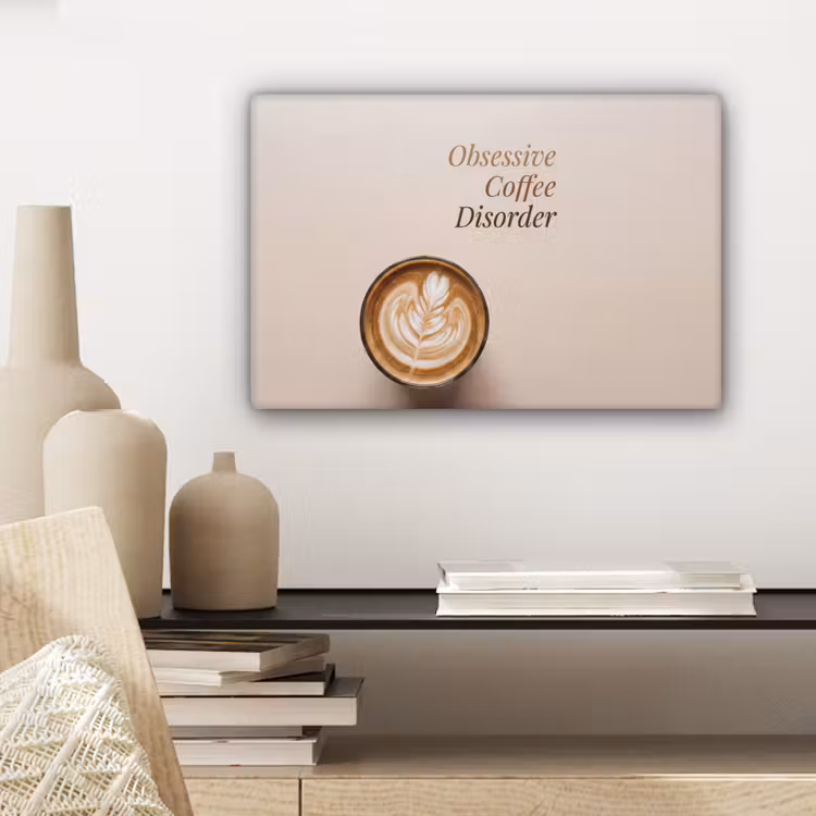 Koffie - Obessive Coffee Disorder - Beige canvas 2cm klein -closeup_print_DE