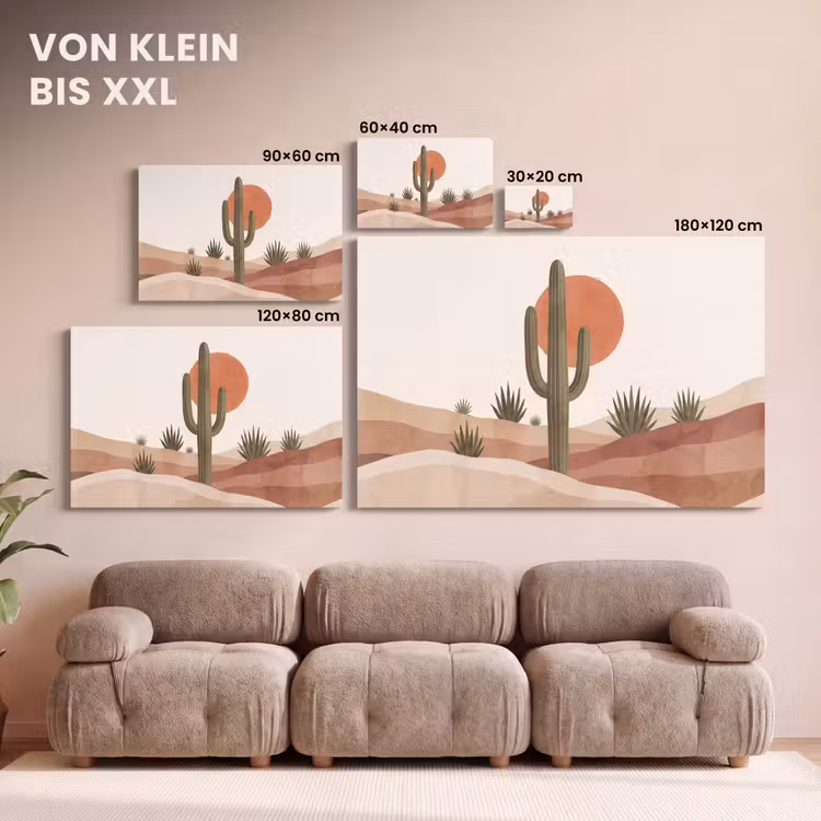 Cactus - Duinen - Modern - Landschap - Groen canvas 2cm klein -Xsfeer8_DE