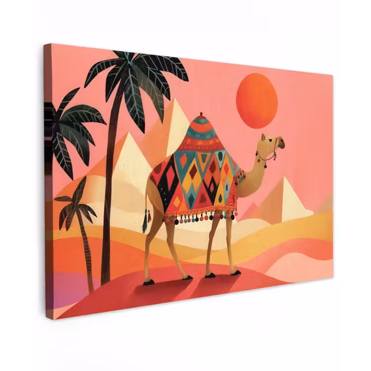 Kameel - Pyramides - Rode zon canvas 2cm klein -z3d