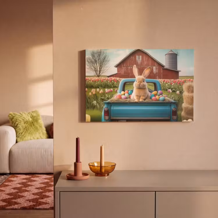 Konijn - Boerderij - Eieren canvas 2cm klein -sfeer1