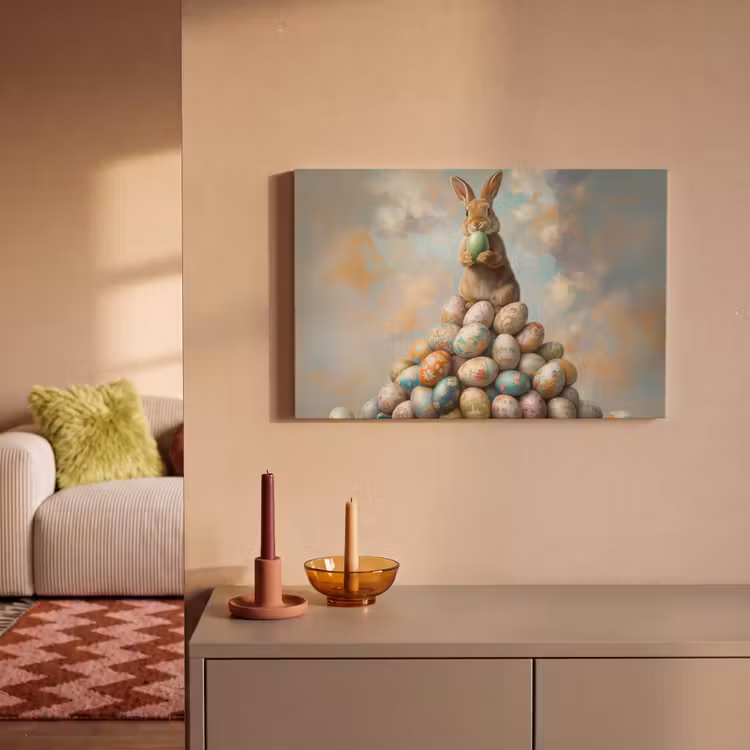 Konijn - Eieren - Kleurrijk canvas 2cm klein -sfeer1