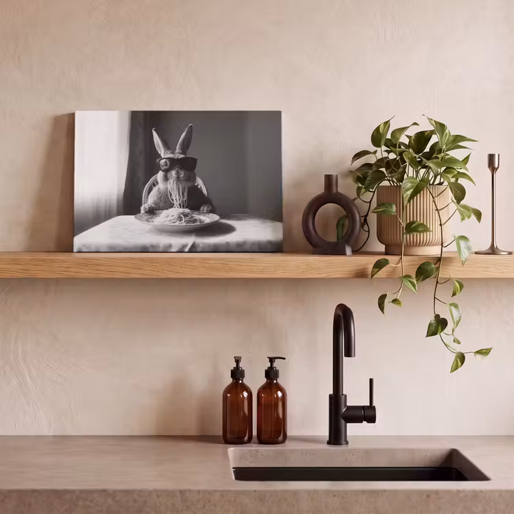 Konijn - Bunny - Zonnebril - Tafelkleed - Pasta - Schattig canvas 2cm klein -sfeer3