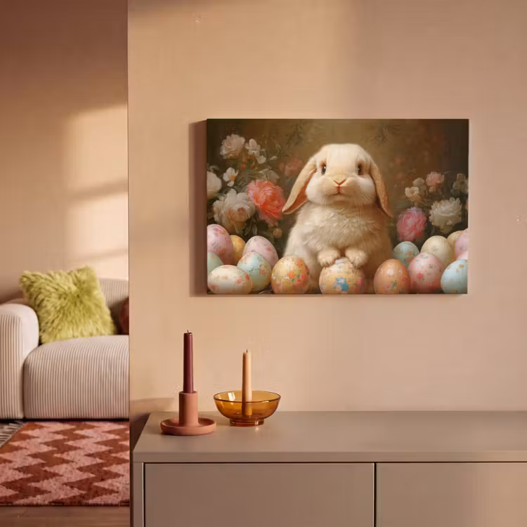 Konijn - Paaseieren - Stilleven canvas 2cm klein -sfeer1