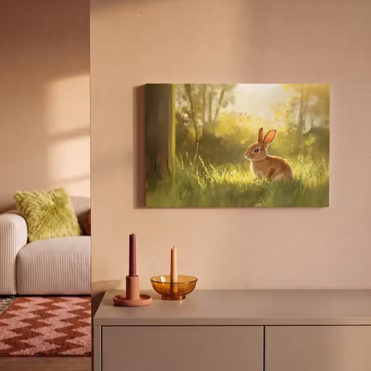 Konijn - Zonlicht - Bos canvas 2cm klein -sfeer1