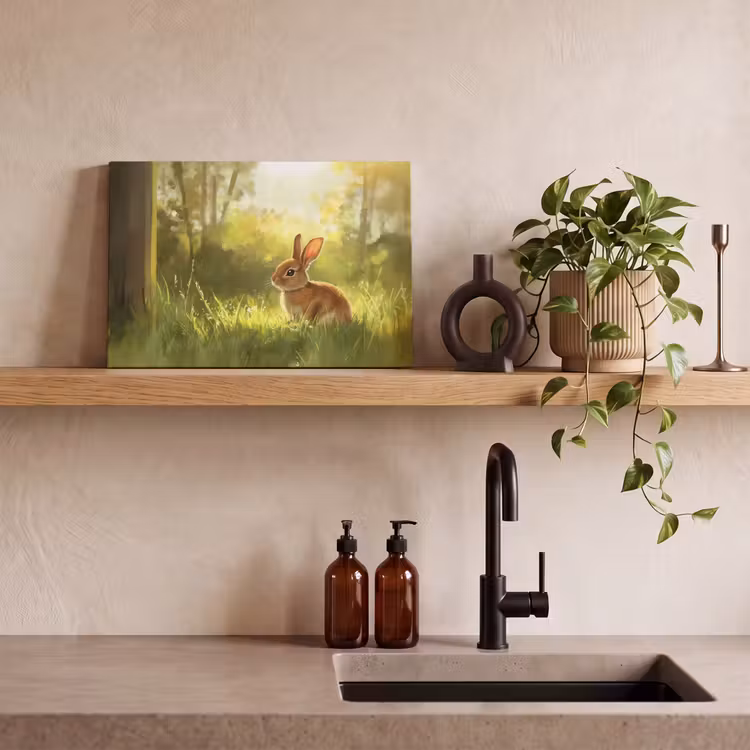 Konijn - Zonlicht - Bos canvas 2cm klein -sfeer6