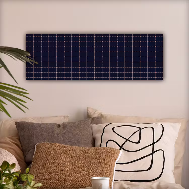 Plaid - Patroon - Blauw - Roze canvas 2cm klein 828 -sfeer1