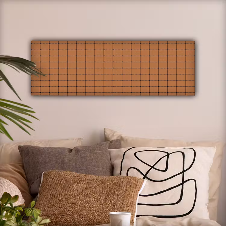 Plaid - Patroon - Vierkant - Bruin canvas 2cm klein 828 -sfeer1