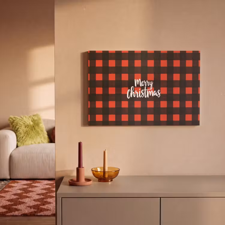 Geruit - Rood - Tekst - Christmas canvas 2cm klein -sfeer1