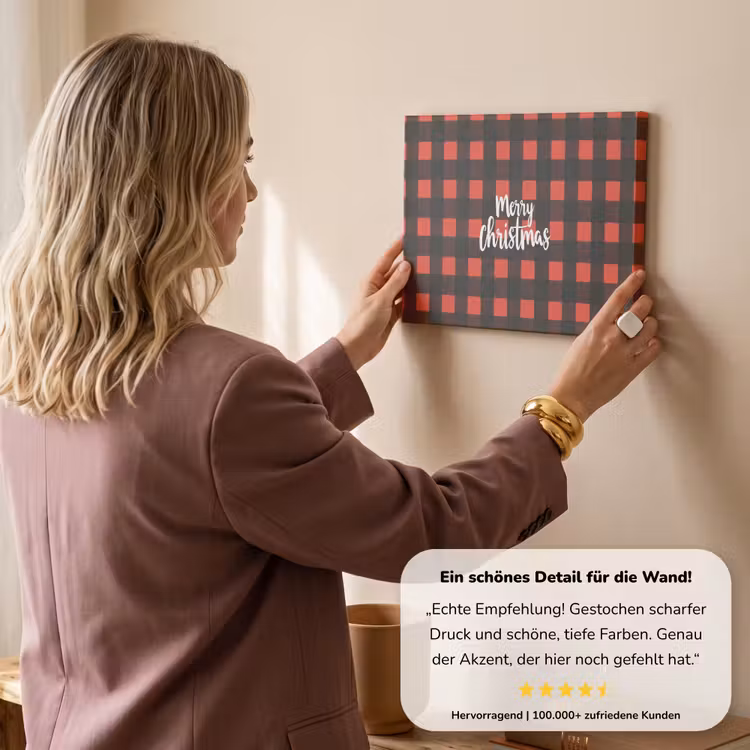 Geruit - Rood - Tekst - Christmas canvas 2cm klein -sfeer3