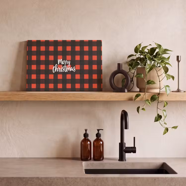 Geruit - Rood - Tekst - Christmas canvas 2cm klein -closeup_print_DE