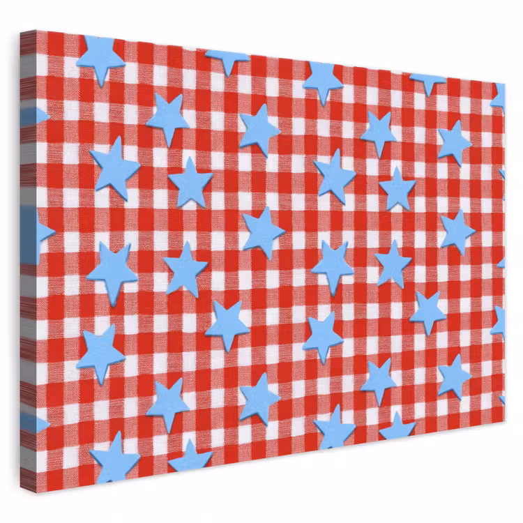 Ruit - Sterren - Rood canvas 2cm klein 34 -3d