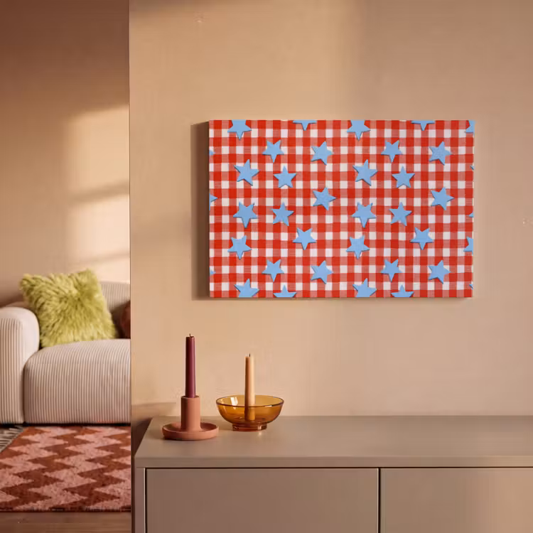 Ruit - Sterren - Rood canvas 2cm klein 34 -sfeer1