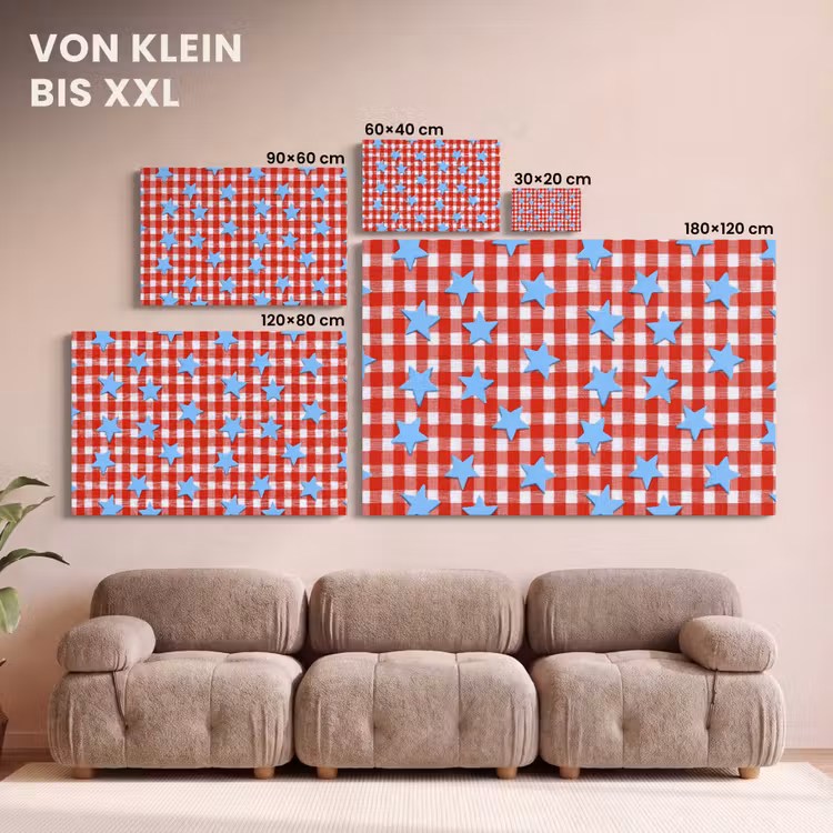 Ruit - Sterren - Rood canvas 2cm klein 34 -Xsfeer8_DE