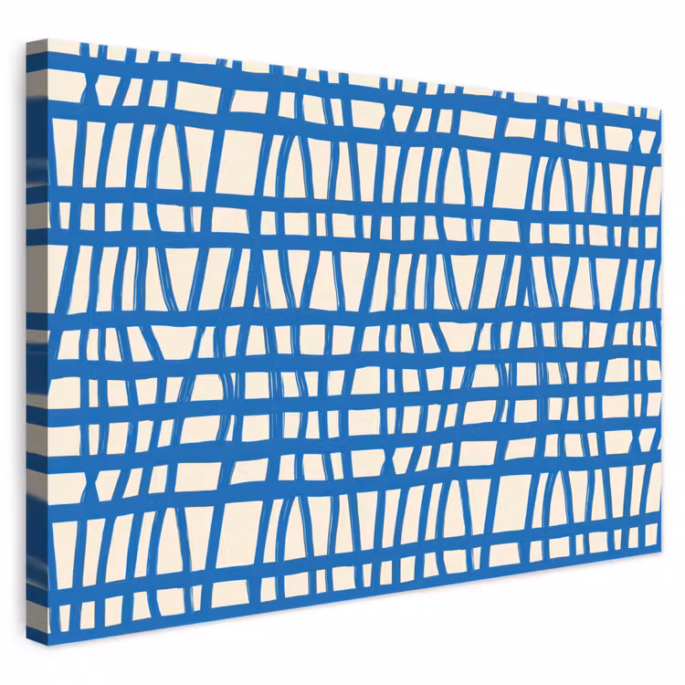 Ruitpatroon - Blauw - Crème canvas 2cm klein 34 -3d