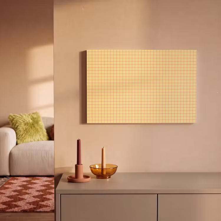 Ruitjes - Grid - Minimalistisch - Geel - Roze canvas 2cm klein 34 -sfeer1