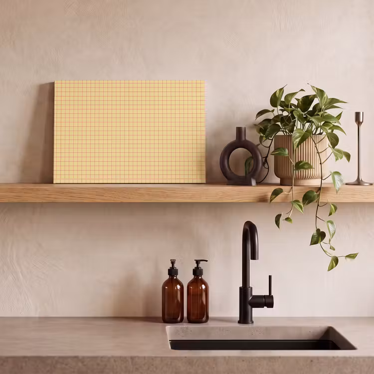 Ruitjes - Grid - Minimalistisch - Geel - Roze canvas 2cm klein 34 -sfeer3