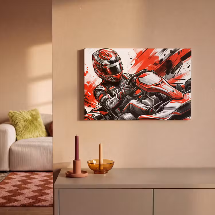 Kart - Coureur - Snelheid - Rood canvas 2cm klein -sfeer1
