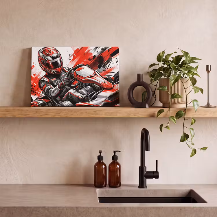 Kart - Coureur - Snelheid - Rood canvas 2cm klein -closeup_print_DE