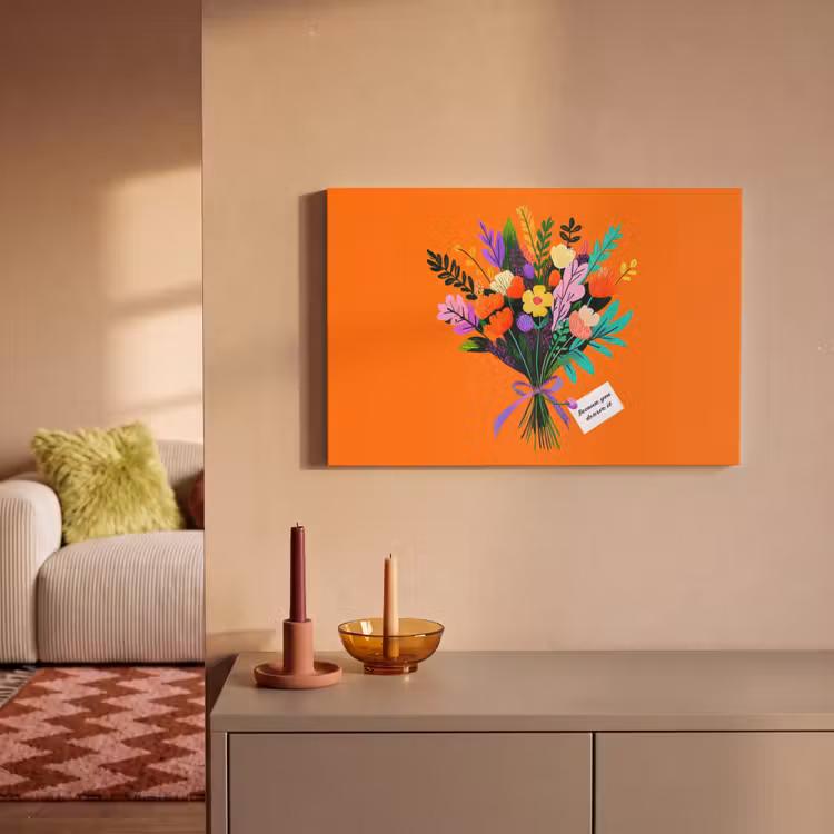 Kaartje - Boeket - Bloemen canvas 2cm klein -sfeer1