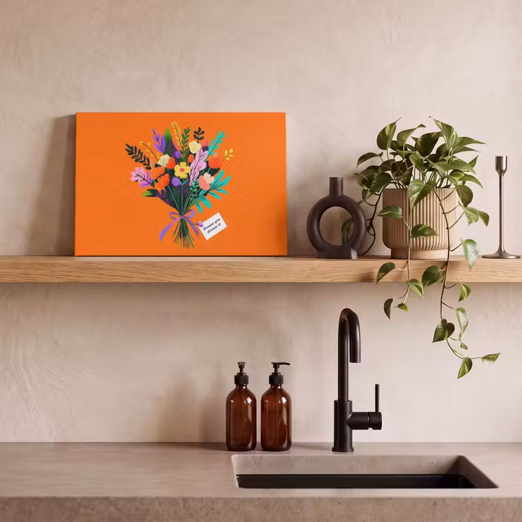 Kaartje - Boeket - Bloemen canvas 2cm klein -sfeer6