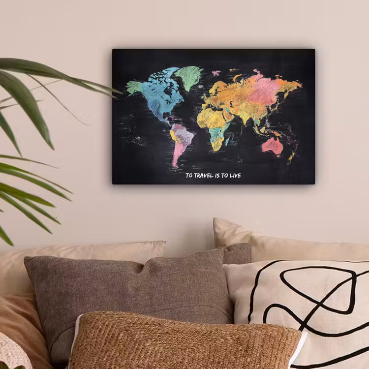 Kaart - Krijt - Regenboog - Quote canvas 2cm klein -sfeer1