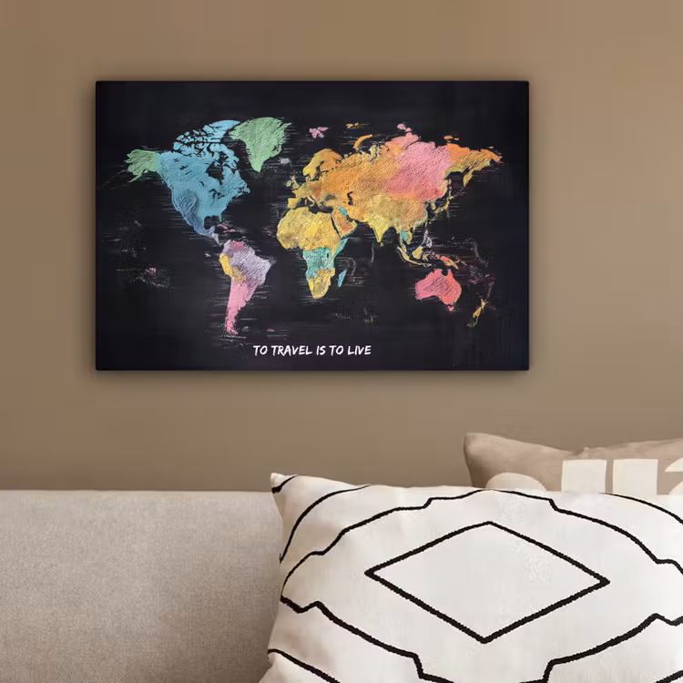 Kaart - Krijt - Regenboog - Quote canvas 2cm klein -sfeer3
