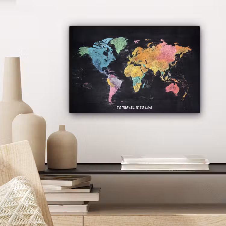 Kaart - Krijt - Regenboog - Quote canvas 2cm klein -sfeer6