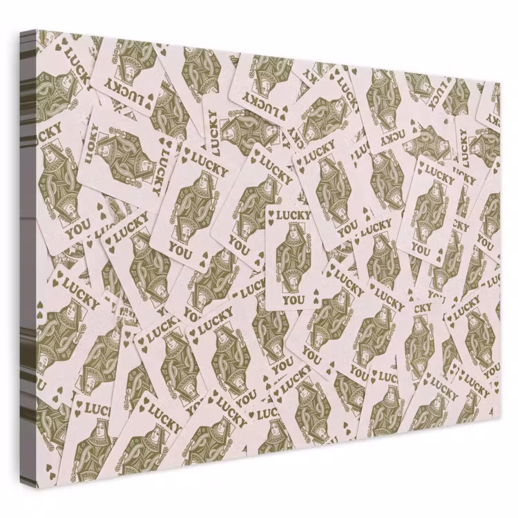 Kaarten - Koningin - Patroon - Groen - Spel canvas 2cm klein -3d