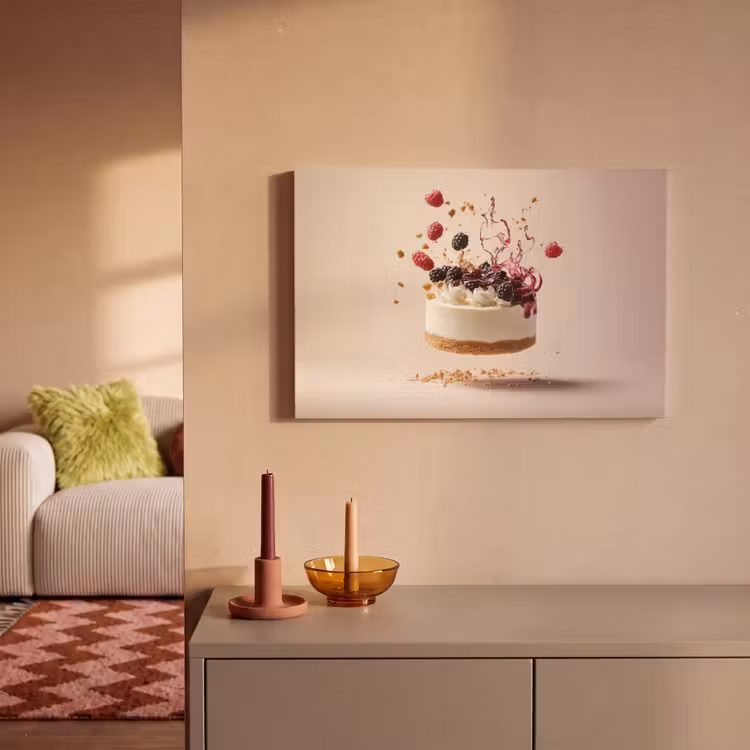 Cheesecake - Eten - Roze - Taart canvas 2cm klein -sfeer1