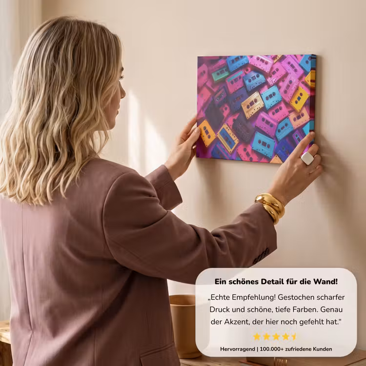 Cassetteband - Kleurrijk - Energiek canvas 2cm klein -sfeer3