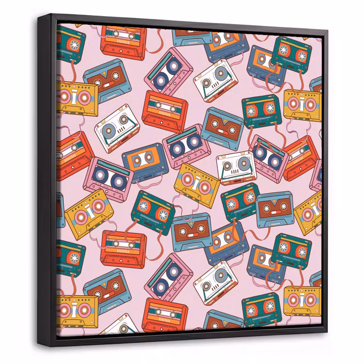 Cassette - Patroon - Roze Canvas met baklijst klein 1124 -threedimensional_3d_global