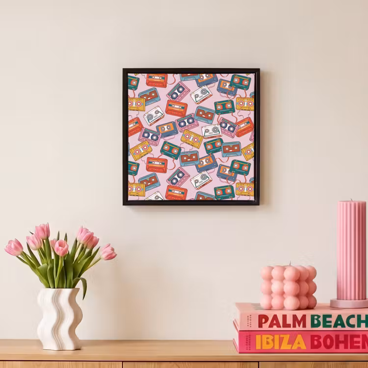 Cassette - Patroon - Roze Canvas met baklijst klein 1124 -atmosphere_sfeer1_global