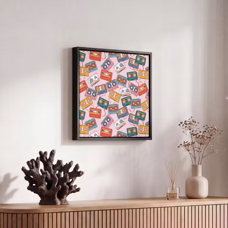 Cassette - Patroon - Roze Canvas met baklijst klein 1124 -atmosphere_sfeer4_global