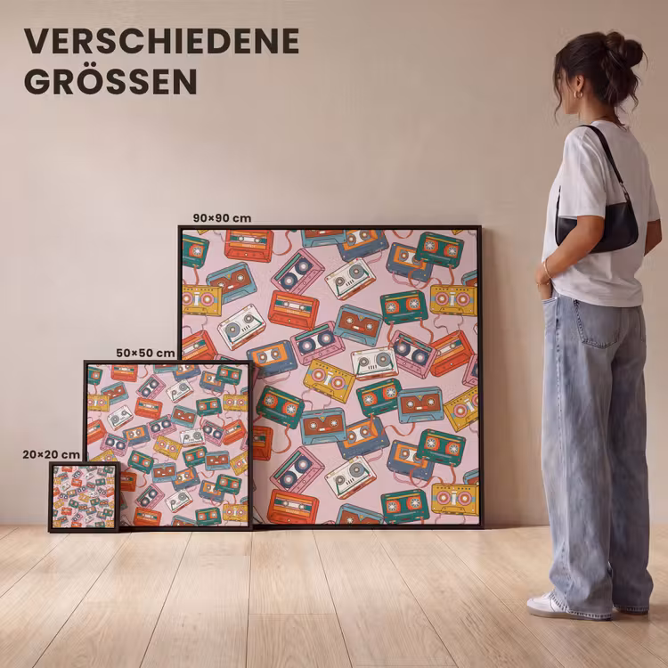 Cassette - Patroon - Roze Canvas met baklijst klein 1124 -comparison_formatenoverzicht_DE