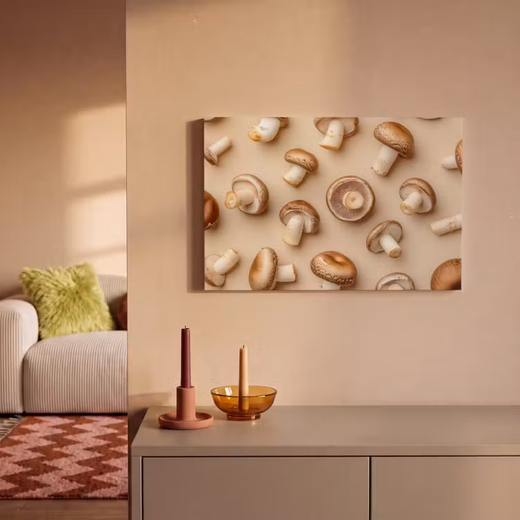 Kastanje Champignons - Beige canvas 2cm klein -sfeer1