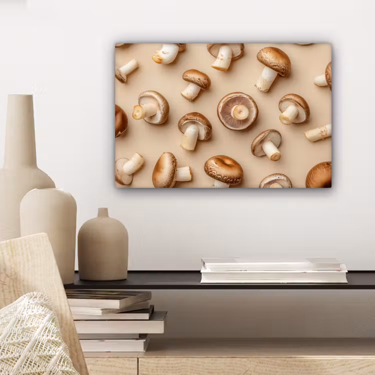 Kastanje Champignons - Beige canvas 2cm klein -closeup_print_DE