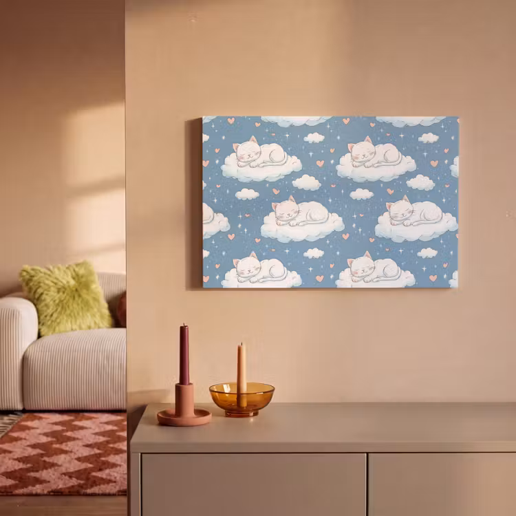 Kitten - Wolken - Blauw canvas 2cm klein 34 -sfeer1