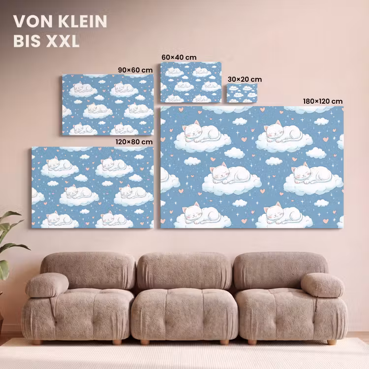 Kitten - Wolken - Blauw canvas 2cm klein 34 -Xsfeer8_DE