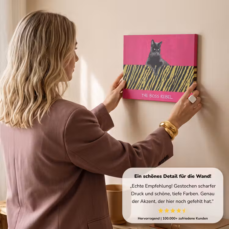 Kat - Baas - Roze - Tijgerprint canvas 2cm klein -Xsfeer7_DE