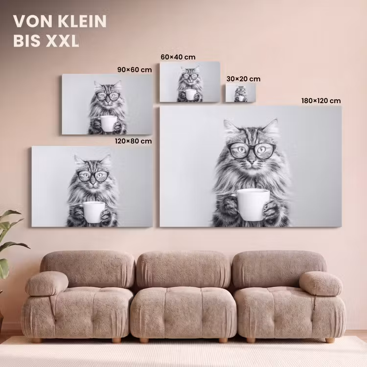 Kat - Bril - Mok - Pluizig canvas 2cm klein -Xsfeer8_DE