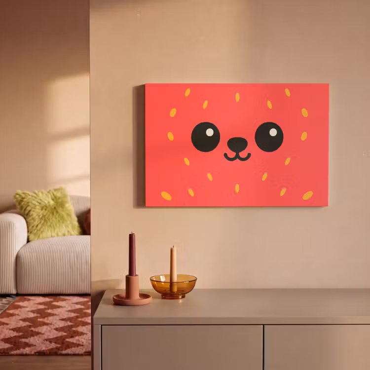 Kat - Aardbei - Cartoon canvas 2cm klein -sfeer1
